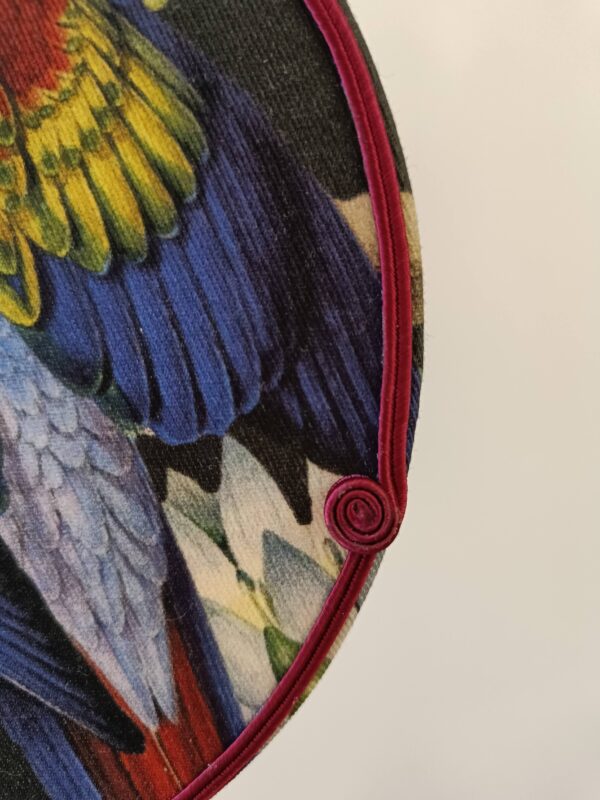 abat jour écran rond tissu noir motif perroquet 20 cm